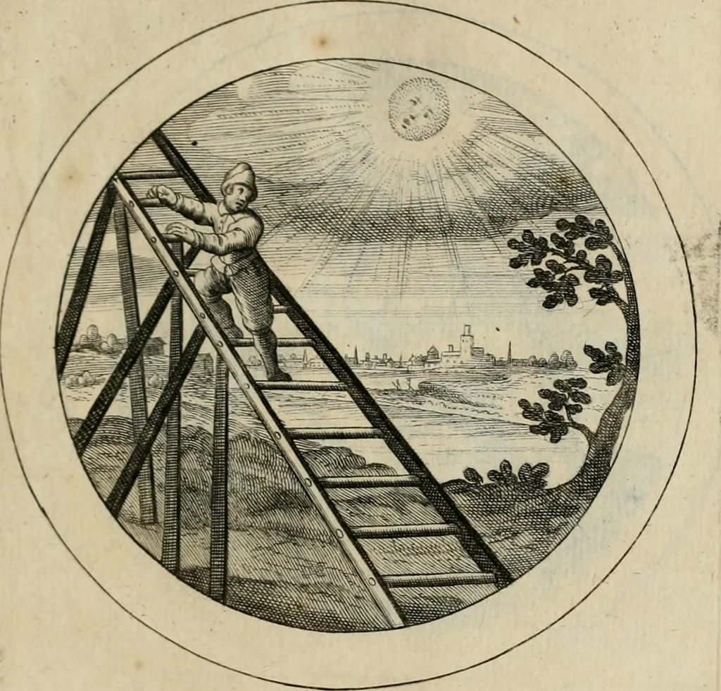 An illustration from Elegantissimorum emblematum corpusculum Latinis Belgicisque versibus elucidatum. Versameling van uytgeleesene sinne-beelden met latynse en nederduitse verklaringen in rym, 1696, leaf 16