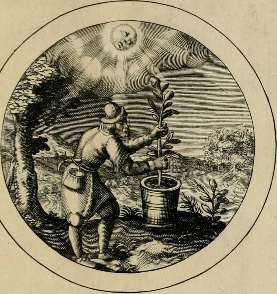 An illustration from Elegantissimorum emblematum corpusculum Latinis Belgicisque versibus elucidatum. Versameling van uytgeleesene sinne-beelden met latynse en nederduitse verklaringen in rym, 1696, leaf 26