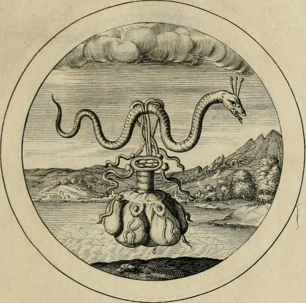 An illustration from Elegantissimorum emblematum corpusculum Latinis Belgicisque versibus elucidatum. Versameling van uytgeleesene sinne-beelden met latynse en nederduitse verklaringen in rym, 1696, leaf 60