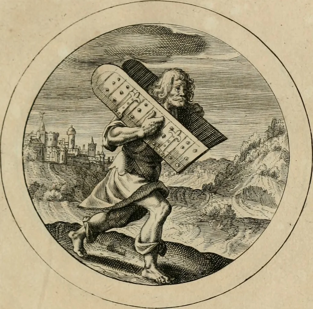 An illustration from Elegantissimorum emblematum corpusculum Latinis Belgicisque versibus elucidatum. Versameling van uytgeleesene sinne-beelden met latynse en nederduitse verklaringen in rym, 1696, leaf 64