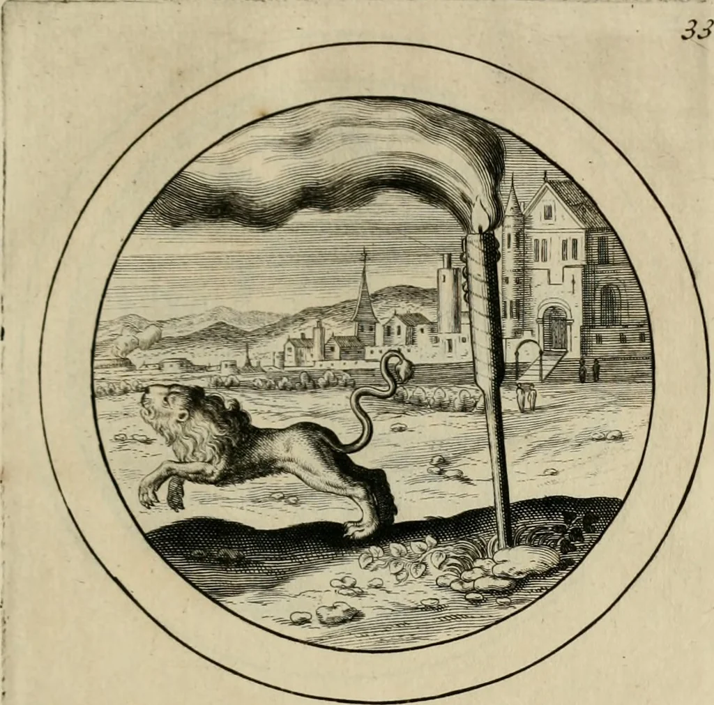 An illustration from Elegantissimorum emblematum corpusculum Latinis Belgicisque versibus elucidatum. Versameling van uytgeleesene sinne-beelden met latynse en nederduitse verklaringen in rym, 1696, leaf 70