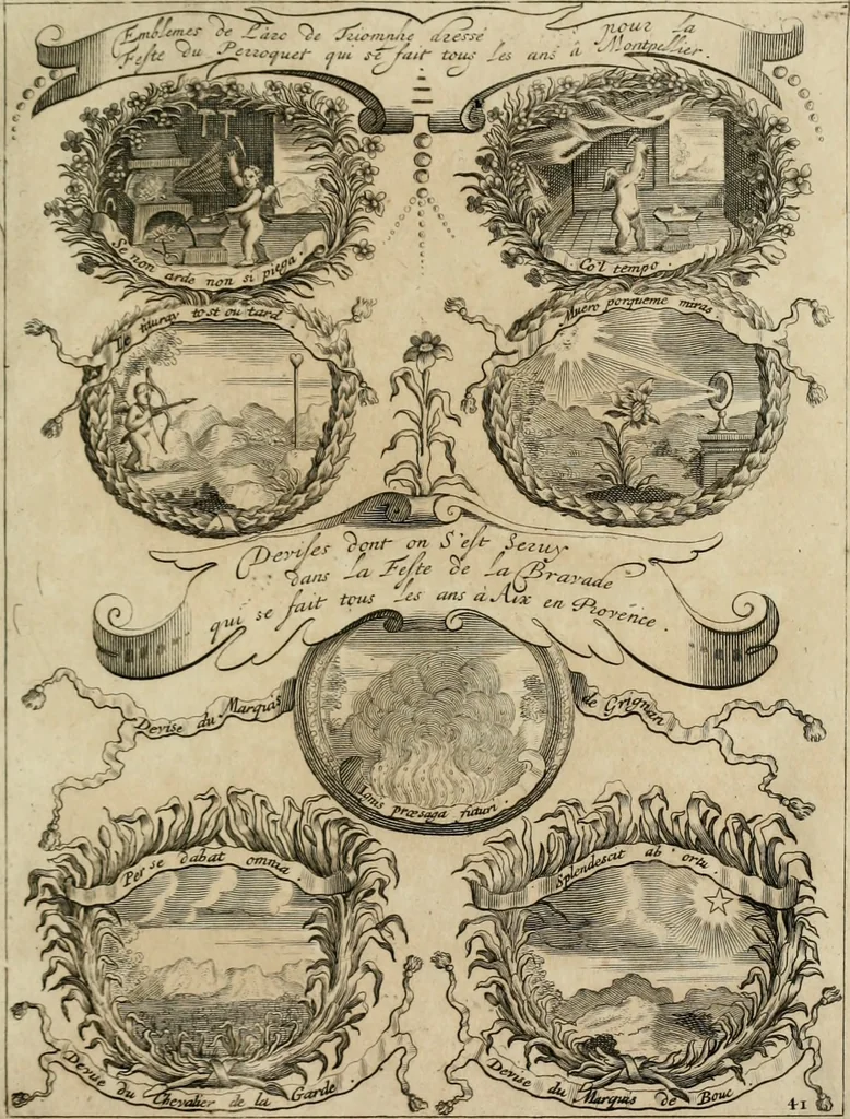 An illustration from Elegantissimorum emblematum corpusculum Latinis Belgicisque versibus elucidatum. Versameling van uytgeleesene sinne-beelden met latynse en nederduitse verklaringen in rym, 1696, leaf 86