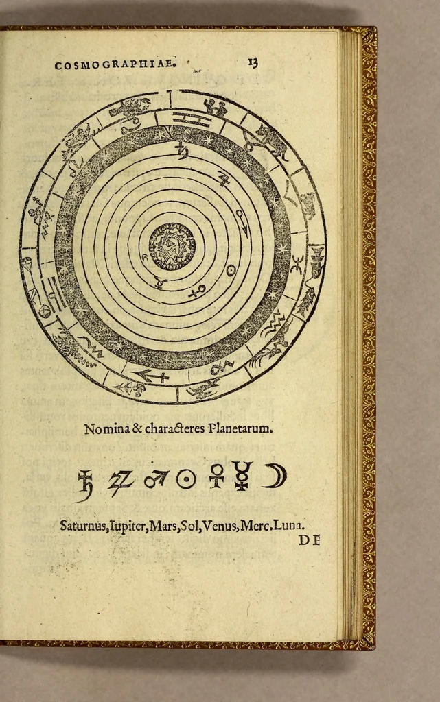 An illustration from Elementale cosmographicum : quo totius & astronomiæ & geographiæ rudimenta, certissimis breuissimiśque docentur apodixibus. : Recens castigatum & emendatum, figurísque &. annotationibus opportuniss. illustratum. Adiunximus huic libro Cosmographiæ introductio : cum quibusdam geometriæ ac astronomiæ principiis ad eam rem necessariis, 1551, leaf 105