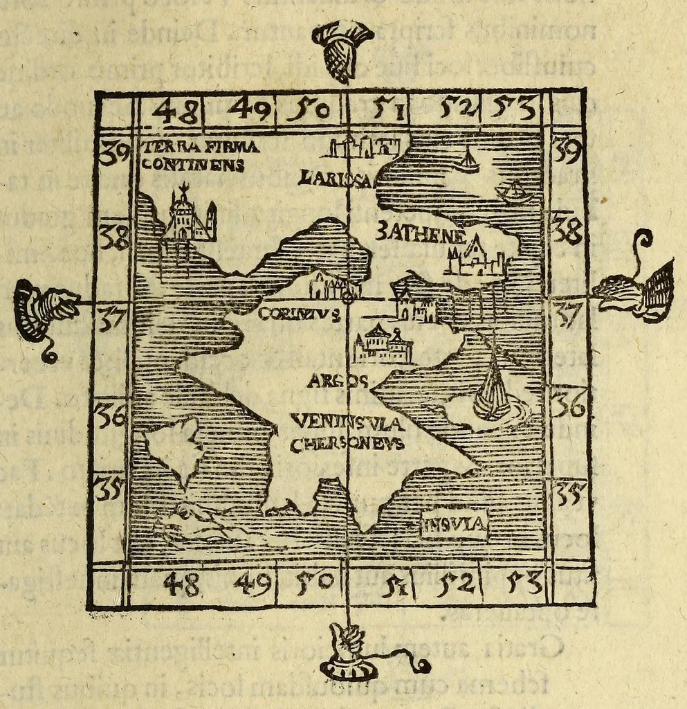 An illustration from Elementale cosmographicum : quo totius & astronomiæ & geographiæ rudimenta, certissimis breuissimiśque docentur apodixibus. : Recens castigatum & emendatum, figurísque &. annotationibus opportuniss. illustratum. Adiunximus huic libro Cosmographiæ introductio : cum quibusdam geometriæ ac astronomiæ principiis ad eam rem necessariis, 1551, leaf 135