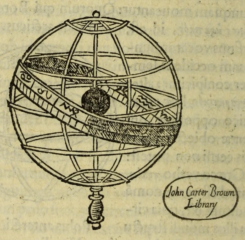 An illustration from Elementale cosmographicum : quo totius & astronomiæ & geographiæ rudimenta, certissimis breuissimiśque docentur apodixibus. : Recens castigatum & emendatum, figurísque &. annotationibus opportuniss. illustratum. Adiunximus huic libro Cosmographiæ introductio : cum quibusdam geometriæ ac astronomiæ principiis ad eam rem necessariis, 1551, leaf 92
