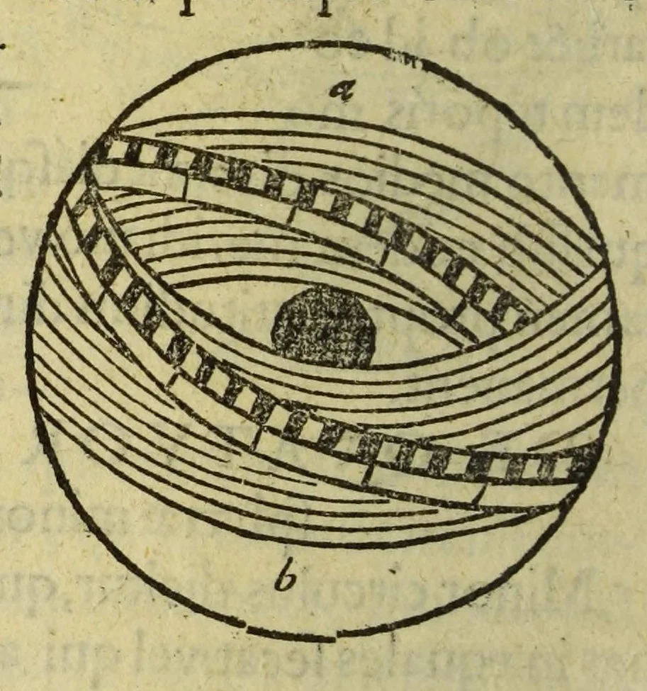 An illustration from Elementale cosmographicum : quo totius & astronomiæ & geographiæ rudimenta, certissimis breuissimiśque docentur apodixibus. : Recens castigatum & emendatum, figurísque &. annotationibus opportuniss. illustratum. Adiunximus huic libro Cosmographiæ introductio : cum quibusdam geometriæ ac astronomiæ principiis ad eam rem necessariis, 1551, leaf 98