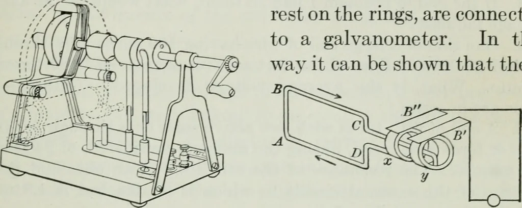 An illustration from An elementary book on electricity and magnetism and their applications, 1919, leaf 172