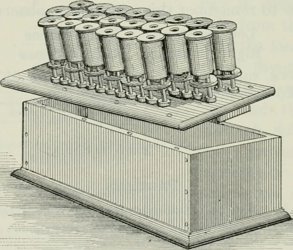 An illustration from An elementary book on electricity and magnetism and their applications, 1919, leaf 217
