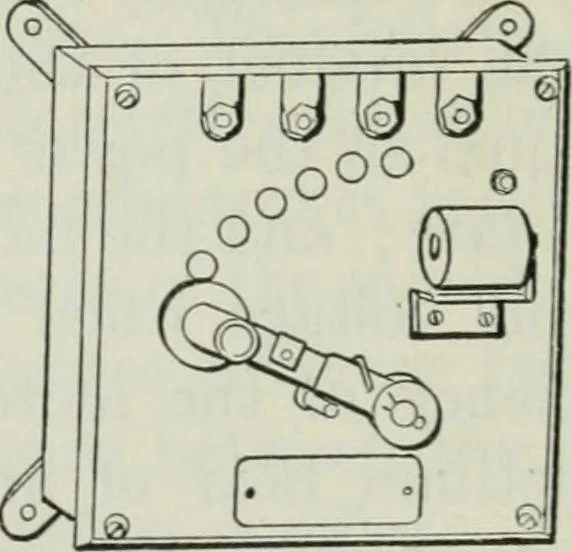 An illustration from An elementary book on electricity and magnetism and their applications, 1919, leaf 269