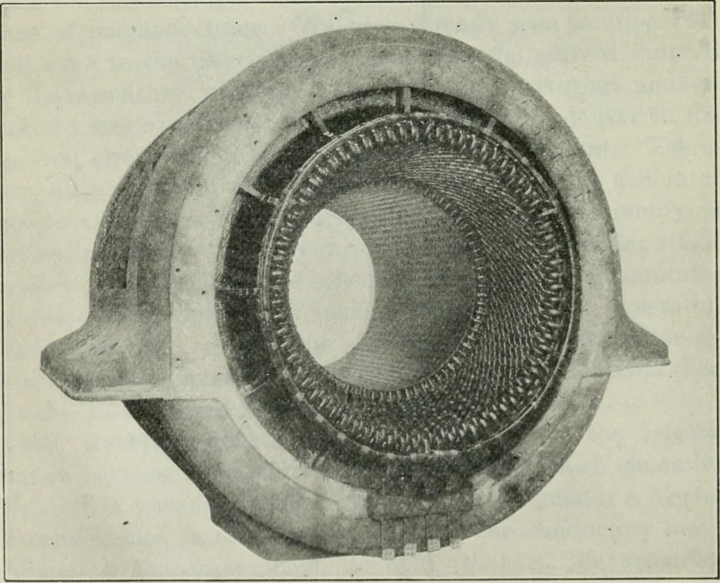 An illustration from An elementary book on electricity and magnetism and their applications, 1919, leaf 383