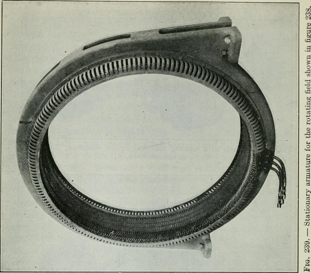 An illustration from An elementary book on electricity and magnetism and their applications, 1919, leaf 386
