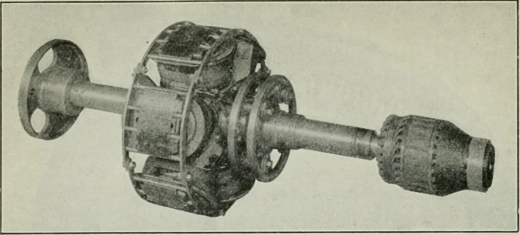 An illustration from An elementary book on electricity and magnetism and their applications, 1919, leaf 387