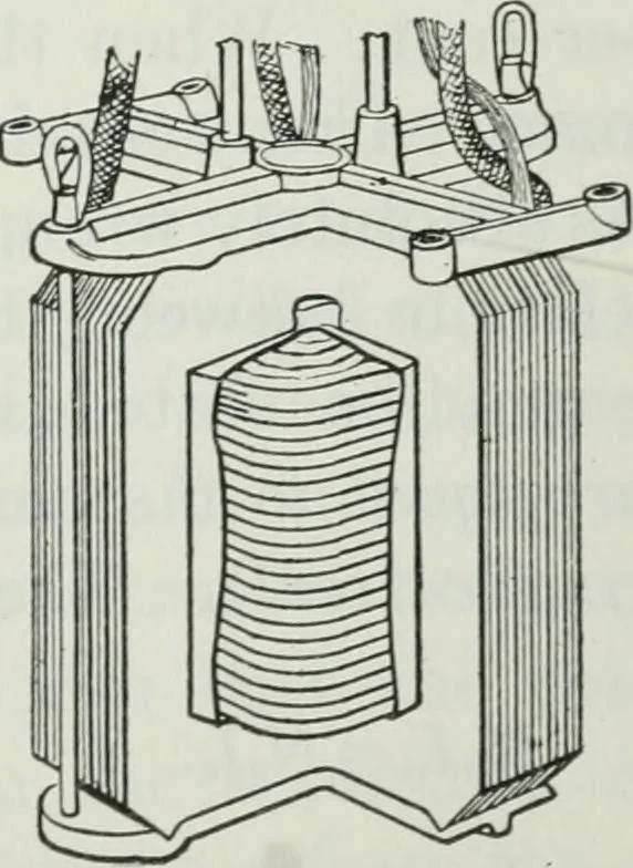 An illustration from An elementary book on electricity and magnetism and their applications, 1919, leaf 410