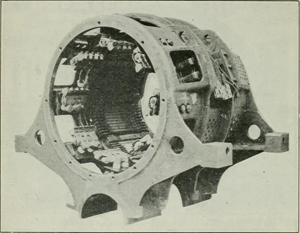 An illustration from An elementary book on electricity and magnetism and their applications, 1919, leaf 449