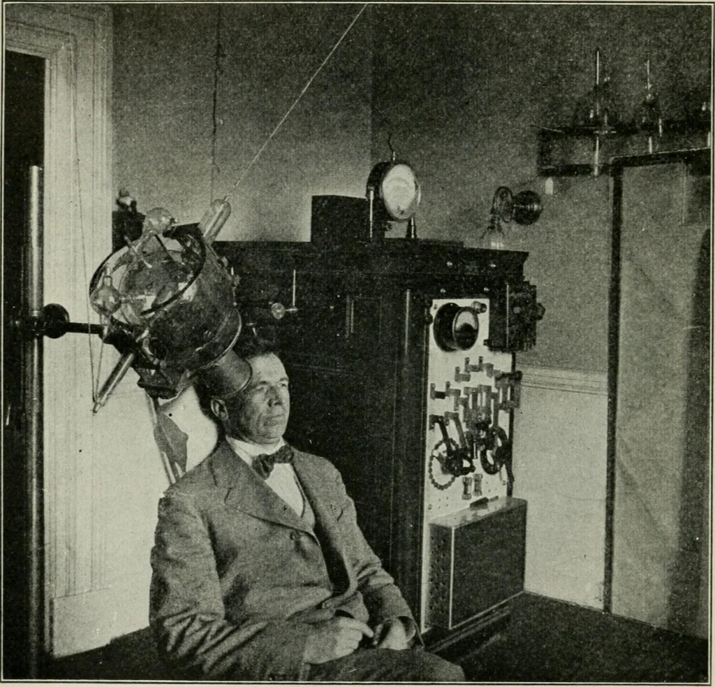An illustration from An elementary book on electricity and magnetism and their applications, 1919, leaf 645