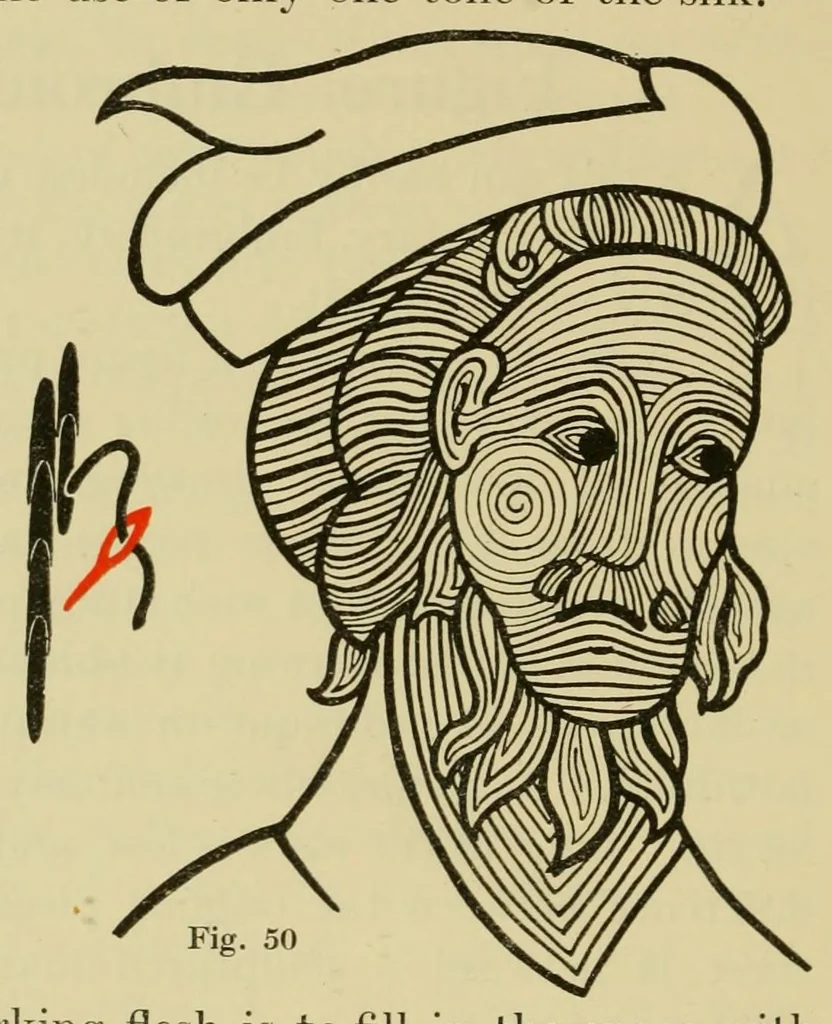 An illustration from Elementary embroidery, 1915, leaf 106