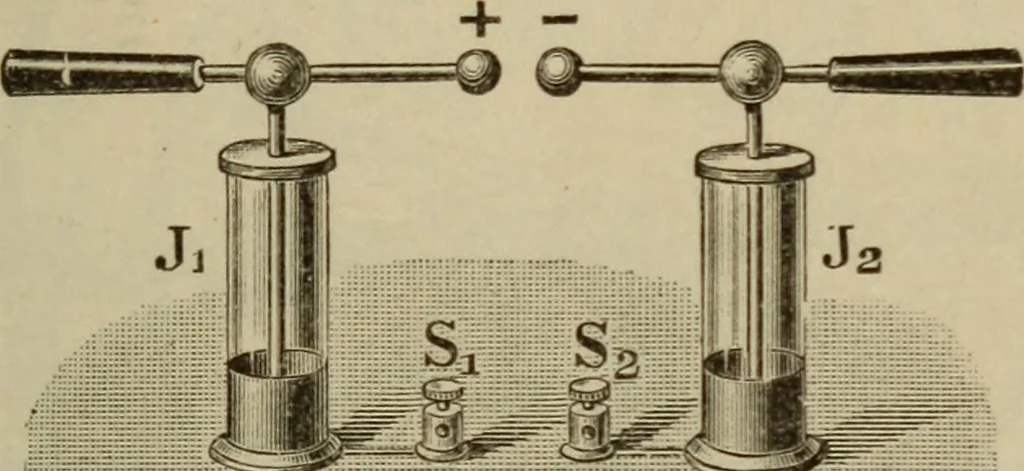 An illustration from Elementary lessons in electricity & magnetism, 1895, leaf 69