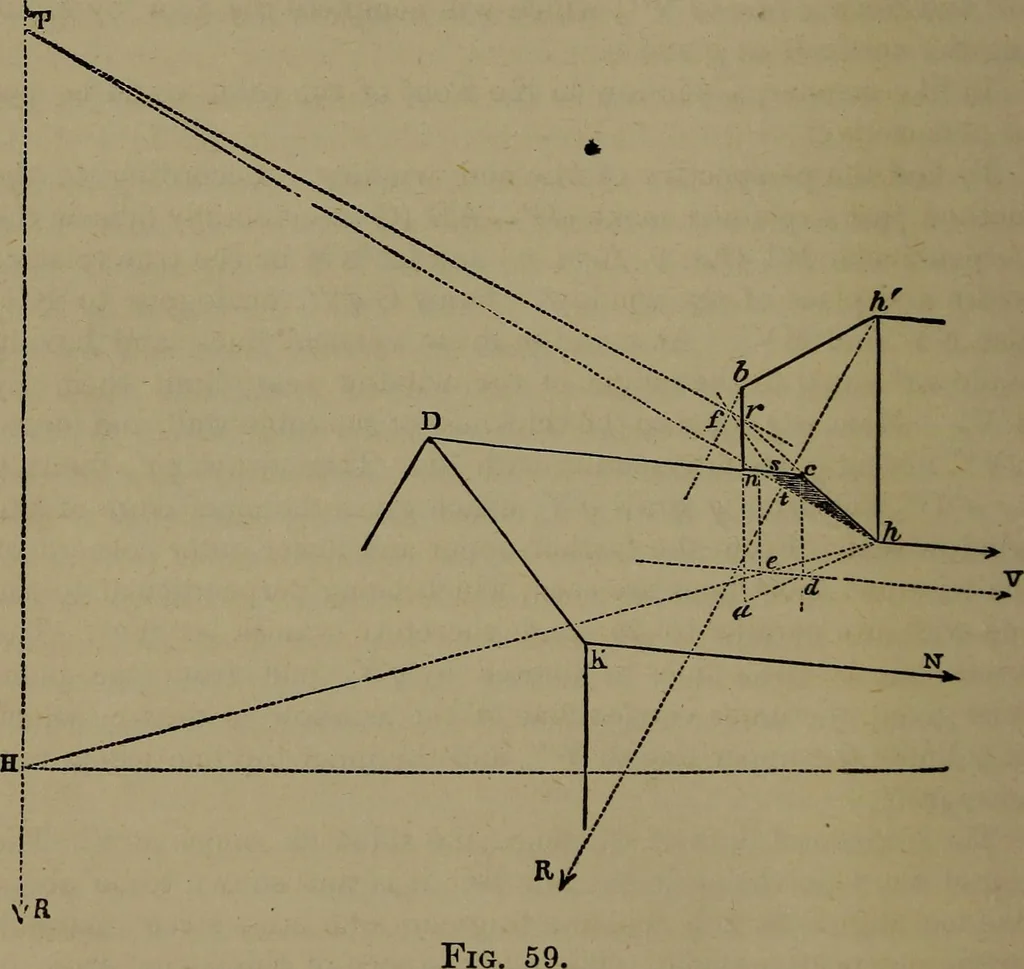 An illustration from Elementary linear perspective of form and shadow ... Complete in itself ... For draftsmen, artists, and industrial drawing courses in preparatory and high schools, etc. In two parts.., 1891, leaf 118