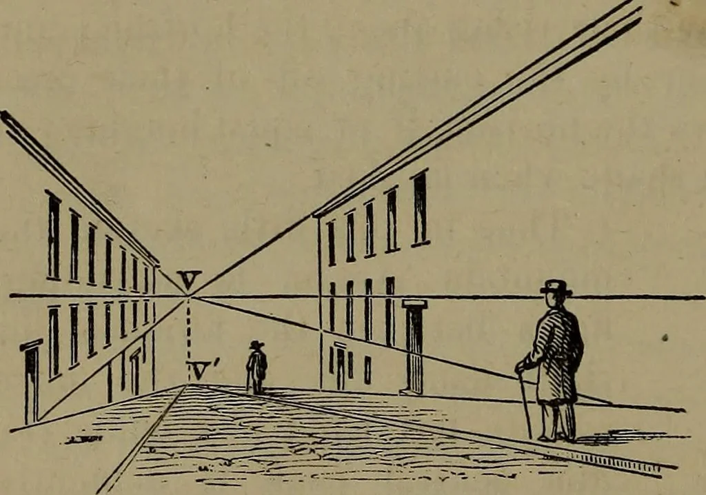 An illustration from Elementary linear perspective of form and shadow ... Complete in itself ... For draftsmen, artists, and industrial drawing courses in preparatory and high schools, etc. In two parts.., 1891, leaf 122