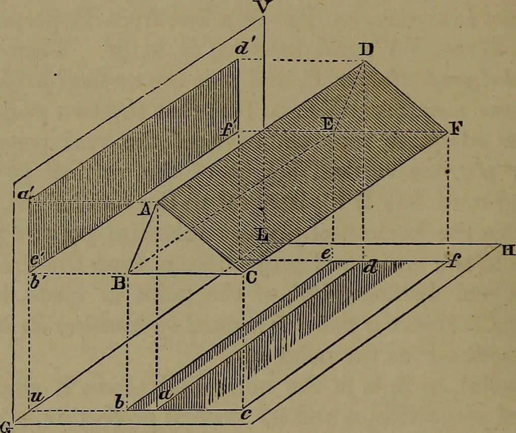 An illustration from Elementary linear perspective of form and shadow ... Complete in itself ... For draftsmen, artists, and industrial drawing courses in preparatory and high schools, etc. In two parts.., 1891, leaf 30