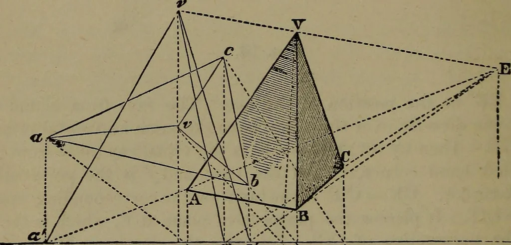 An illustration from Elementary linear perspective of form and shadow ... Complete in itself ... For draftsmen, artists, and industrial drawing courses in preparatory and high schools, etc. In two parts.., 1891, leaf 44