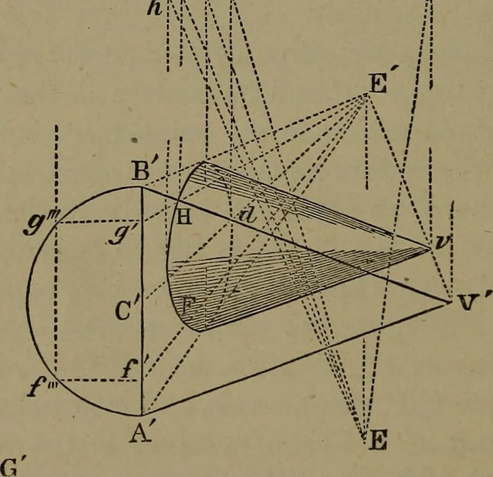 An illustration from Elementary linear perspective of form and shadow ... Complete in itself ... For draftsmen, artists, and industrial drawing courses in preparatory and high schools, etc. In two parts.., 1891, leaf 62