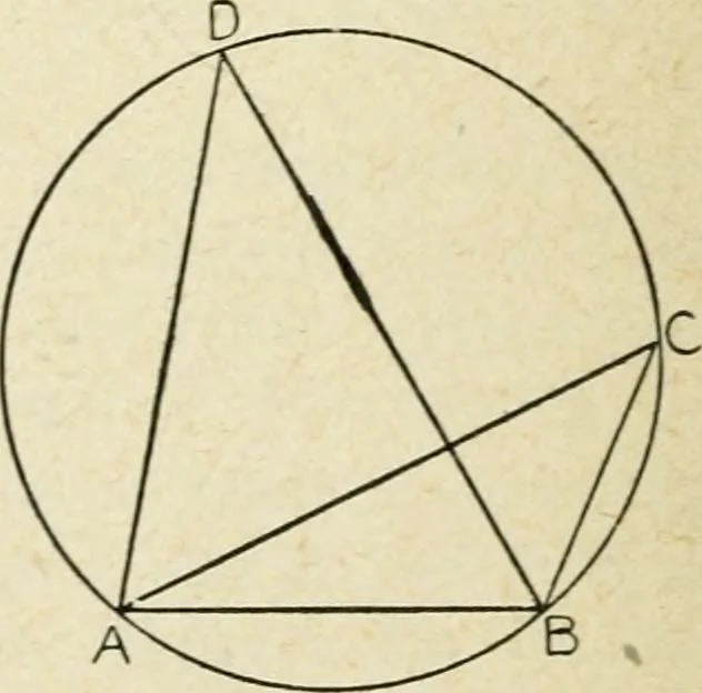 An illustration from Elementary plane geometry : inductive and deductive / by Alfred Baker, 1903, leaf 104