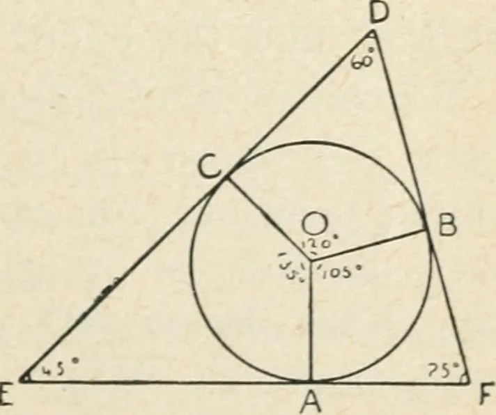 An illustration from Elementary plane geometry : inductive and deductive / by Alfred Baker, 1903, leaf 105