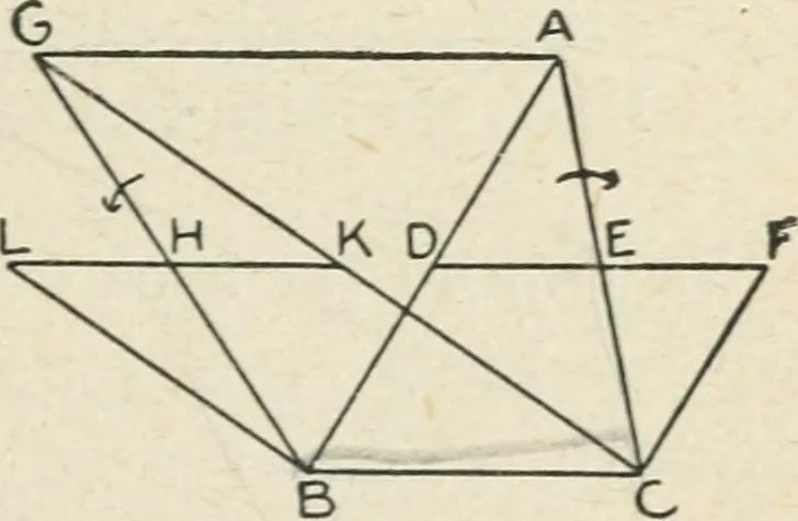 An illustration from Elementary plane geometry : inductive and deductive / by Alfred Baker, 1903, leaf 63