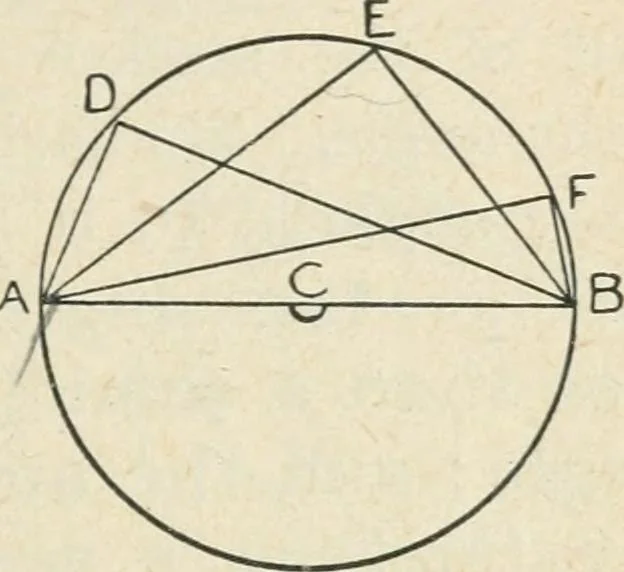An illustration from Elementary plane geometry : inductive and deductive / by Alfred Baker, 1903, leaf 93