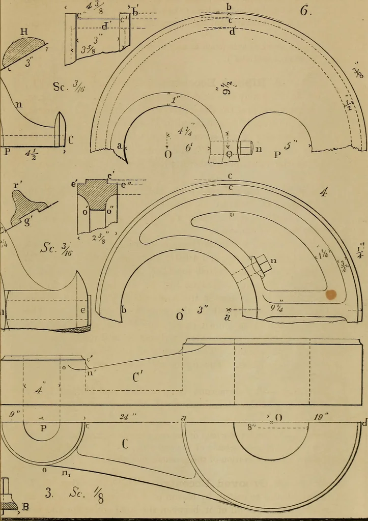 An illustration from Elementary projection drawing. Theory and practice. For preparatory and higher scientific schools, industrial and normal classes; and the self-instruction of teachers, inventors, draftsmen, and artisans. In six divisions .., 1880, leaf 206