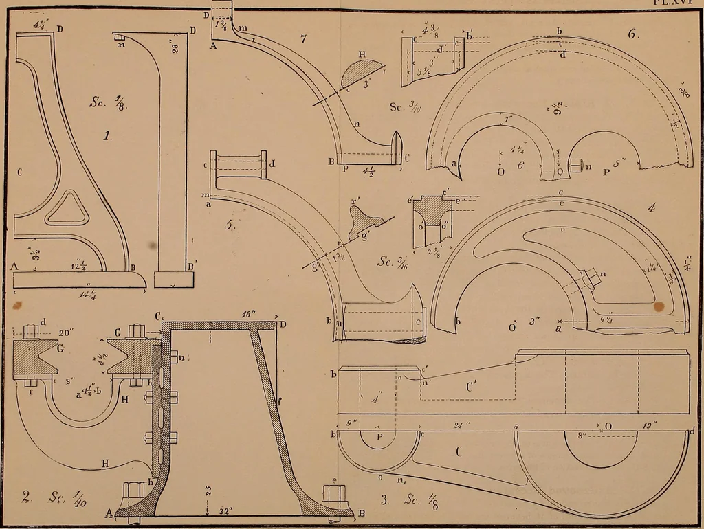 An illustration from Elementary projection drawing. Theory and practice. For preparatory and higher scientific schools, industrial and normal classes; and the self-instruction of teachers, inventors, draftsmen, and artisans. In six divisions .., 1880, leaf 208