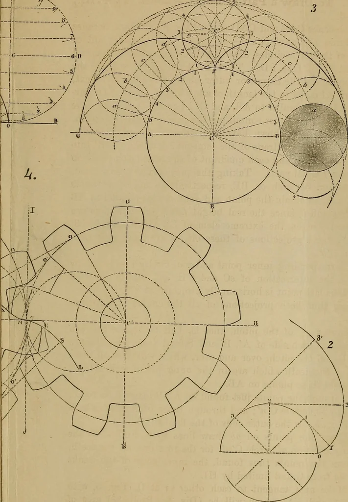 An illustration from Elementary projection drawing. Theory and practice. For preparatory and higher scientific schools, industrial and normal classes; and the self-instruction of teachers, inventors, draftsmen, and artisans. In six divisions .., 1880, leaf 220
