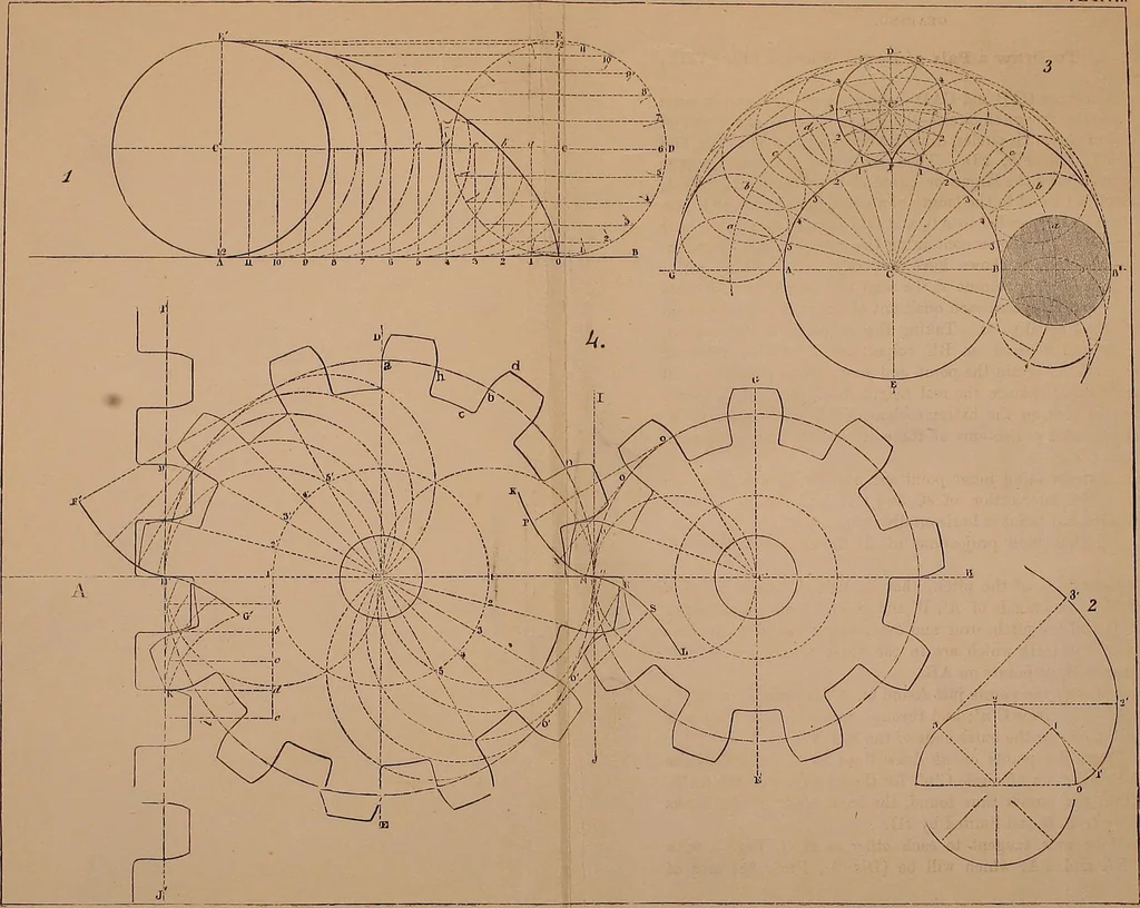 An illustration from Elementary projection drawing. Theory and practice. For preparatory and higher scientific schools, industrial and normal classes; and the self-instruction of teachers, inventors, draftsmen, and artisans. In six divisions .., 1880, leaf 222