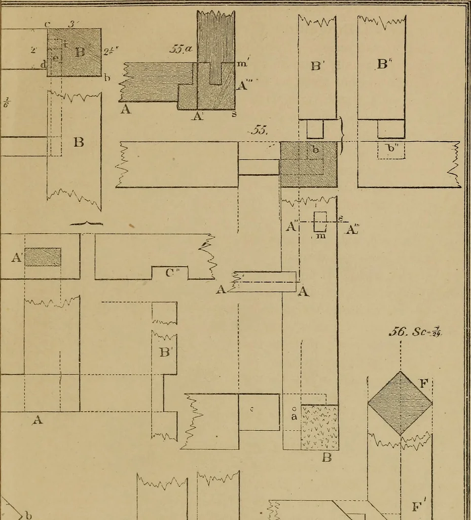 An illustration from Elementary projection drawing. Theory and practice. For preparatory and higher scientific schools, industrial and normal classes; and the self-instruction of teachers, inventors, draftsmen, and artisans. In six divisions .., 1880, leaf 94