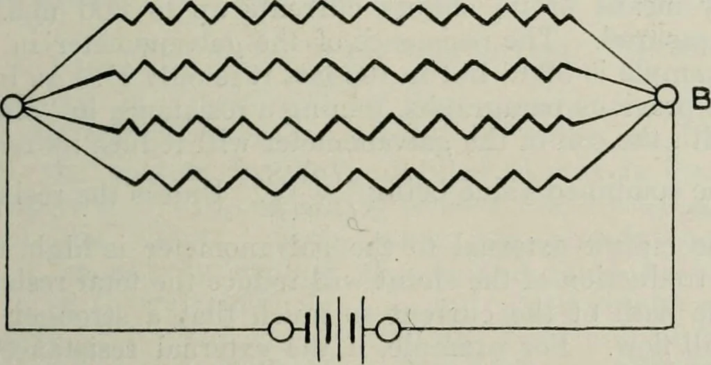An illustration from Elementary telegraphy : a manual for students; written specially to meet the requirements of the ordinary grade of the subject as published in the syllabus of the city and guilds of London Institute, 1910, leaf 108