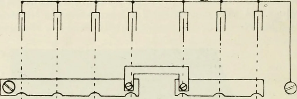 An illustration from Elementary telegraphy : a manual for students; written specially to meet the requirements of the ordinary grade of the subject as published in the syllabus of the city and guilds of London Institute, 1910, leaf 123