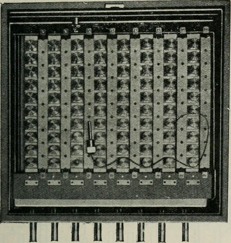 An illustration from Elementary telegraphy : a manual for students; written specially to meet the requirements of the ordinary grade of the subject as published in the syllabus of the city and guilds of London Institute, 1910, leaf 202
