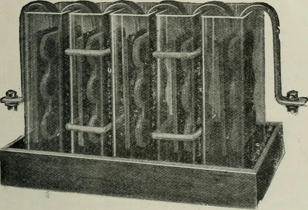 An illustration from Elementary telegraphy : a manual for students; written specially to meet the requirements of the ordinary grade of the subject as published in the syllabus of the city and guilds of London Institute, 1910, leaf 58