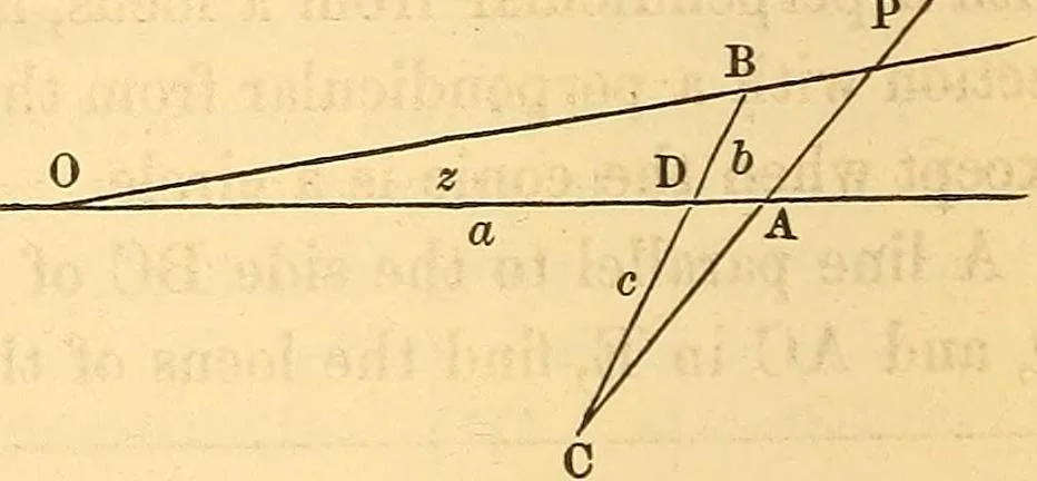 An illustration from An elementary treatise on analytical geometry : embracing plane co-ordinate geometry, and an introduction to geometry of three dimensions, 1869, leaf 253