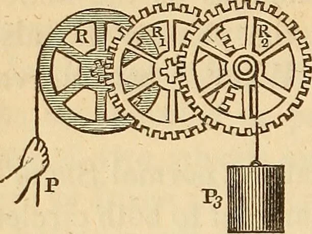 An illustration from An elementary treatise on mechanics, embracing the theory of statics and dynamics, and its applications to solids and fluids, 1849, leaf 114