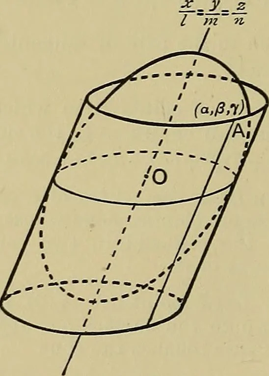 An illustration from An elementary treatise on coordinate geometry of three dimensions, 1912, leaf 133