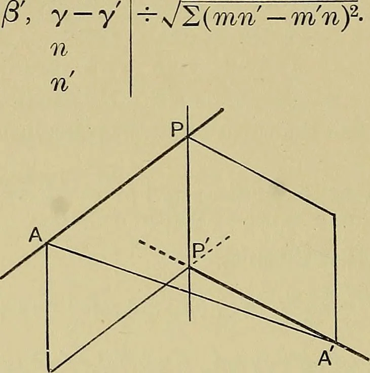 An illustration from An elementary treatise on coordinate geometry of three dimensions, 1912, leaf 81