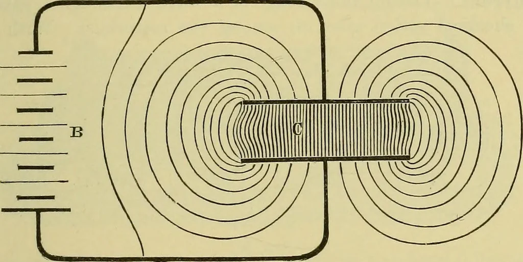 An illustration from Elementary treatise on electricity and magnetism :, 1905, leaf 173