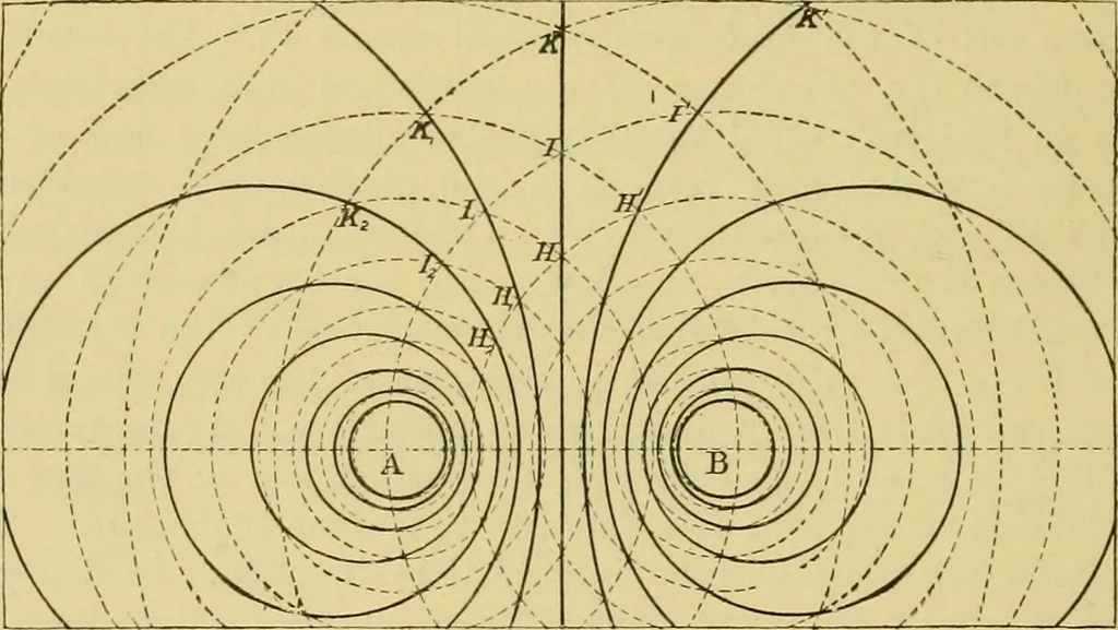 An illustration from Elementary treatise on electricity and magnetism :, 1905, leaf 200