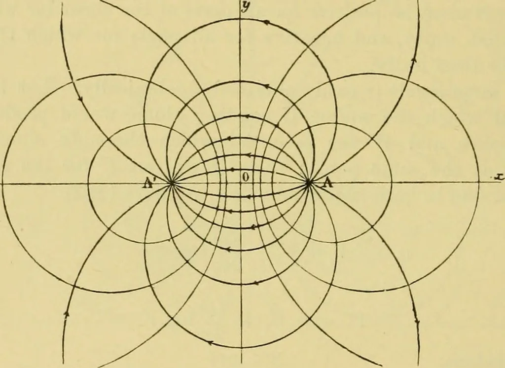 An illustration from Elementary treatise on electricity and magnetism :, 1905, leaf 202