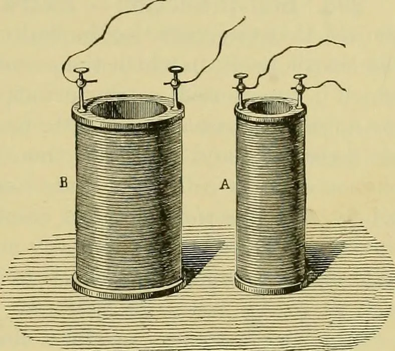 An illustration from Elementary treatise on electricity and magnetism :, 1905, leaf 385