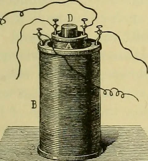 An illustration from Elementary treatise on electricity and magnetism :, 1905, leaf 385