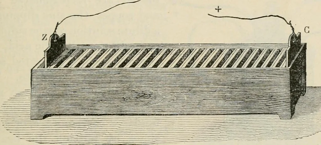 An illustration from Elementary treatise on electricity and magnetism : founded on Joubert's "Traité élémentaire d'électricité", 1909, leaf 186