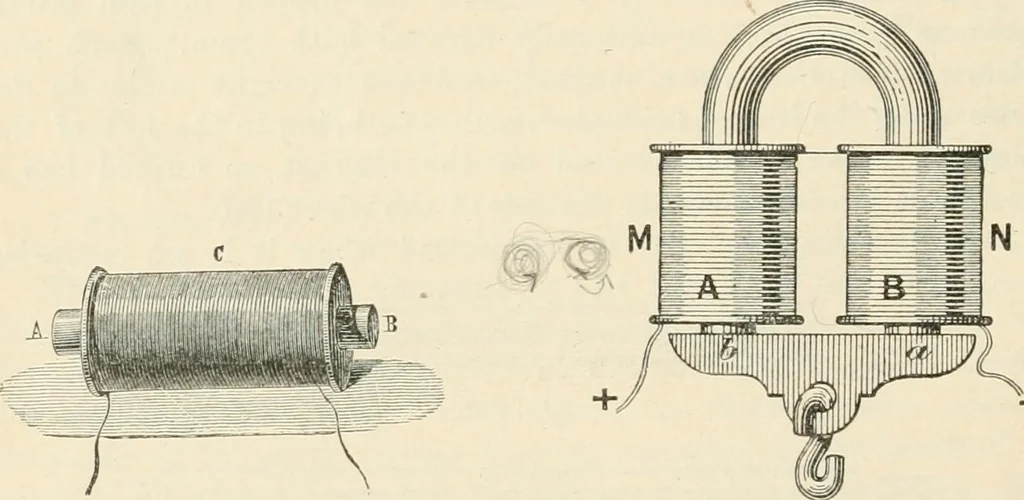 An illustration from Elementary treatise on electricity and magnetism : founded on Joubert's "Traité élémentaire d'électricité", 1909, leaf 401
